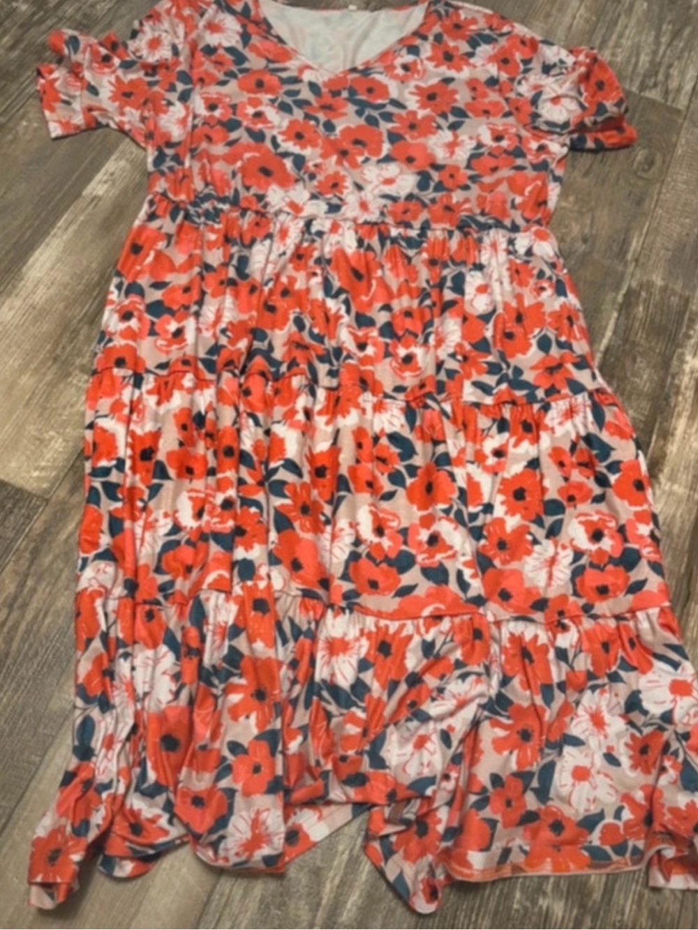 Girls' Coral Floral Tiered Dress